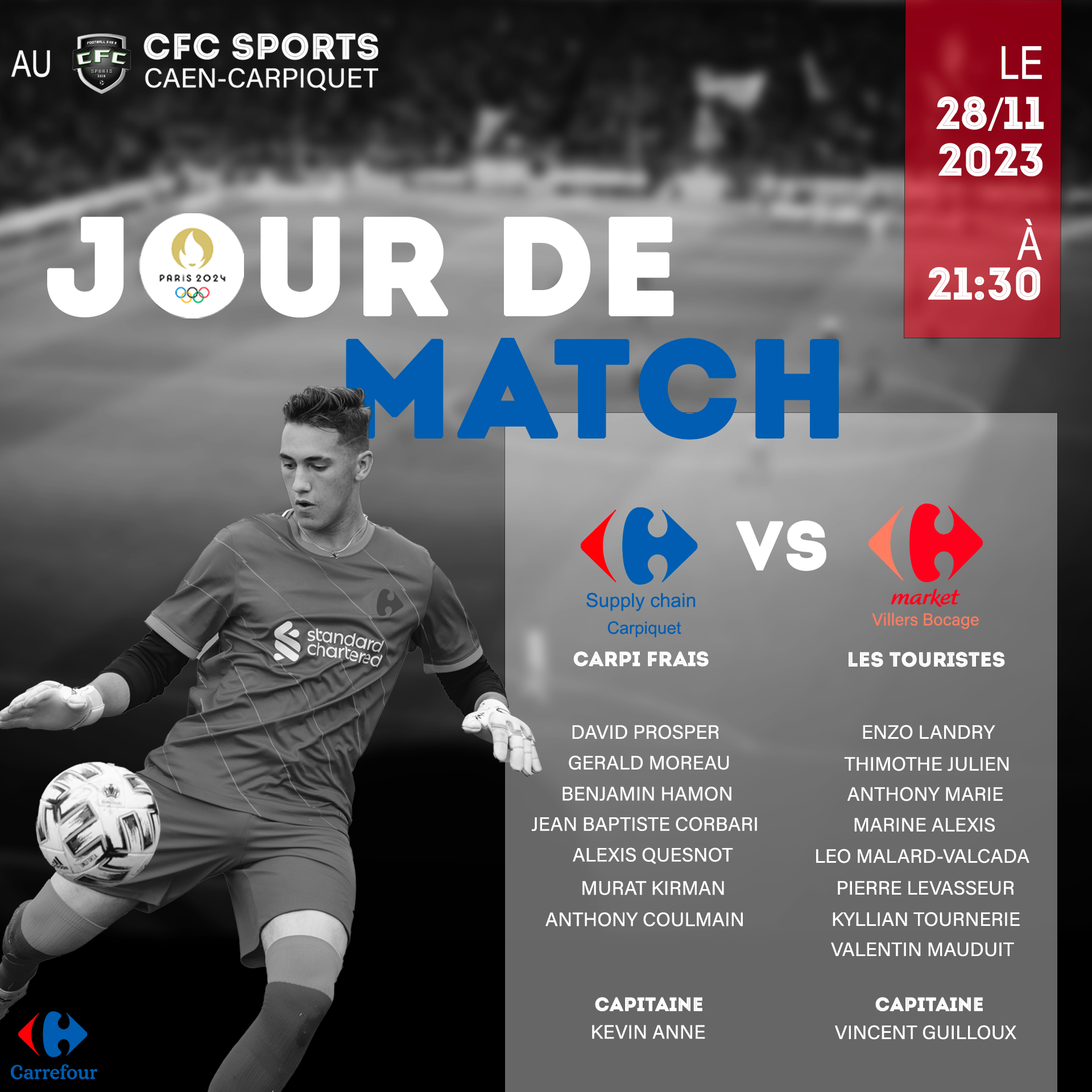 Affiche Match de Foot - Jeux Olympiques de Carrefour Caen